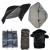 Budget XL Sun Hood, Rain Cover, Basket, Seat Liner & Footmuff Set BLACK - view 1